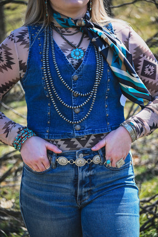 Pecos Queen Denim Concho Vest