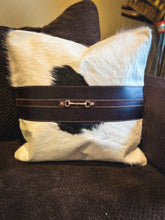 Snaffle Bit Cowhide Leather Pillow Cover #3