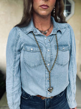 Pearland Denim Pearl Snap Top