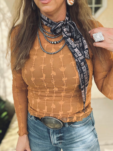 The Cowboy Lariat Lace Top {Saddle}
