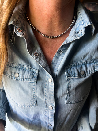 The Stone Pearl Necklace (14”)