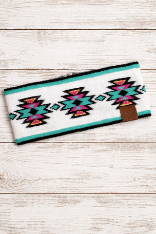 Gallup Aztec Knit Headband {Turquoise}