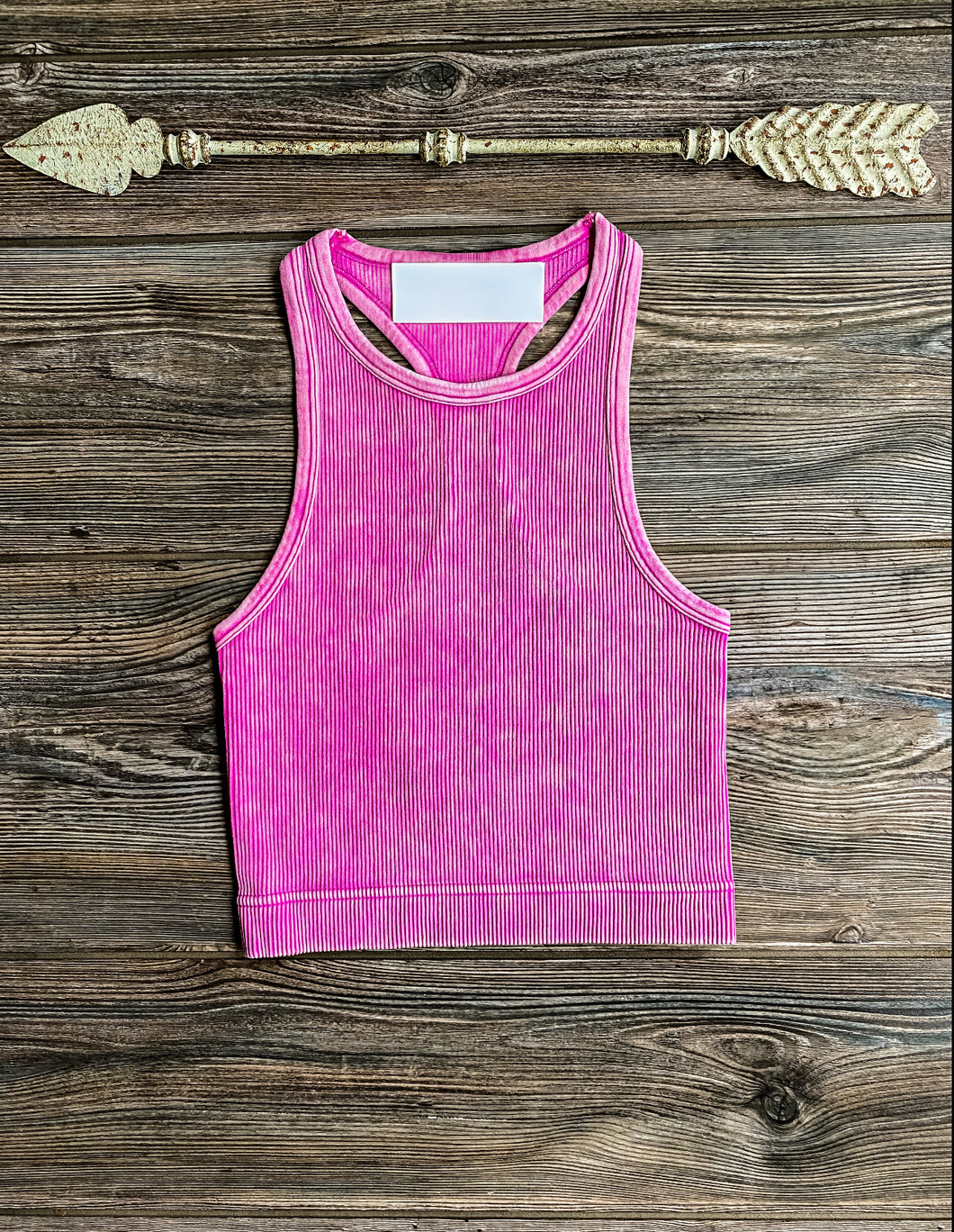 Ribbed Crop Tank {Hot Pink}