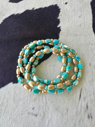 Kelsie Bracelet Set {Turquoise & Gold}