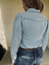 Pearland Denim Pearl Snap Top