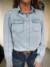 Pearland Denim Pearl Snap Top