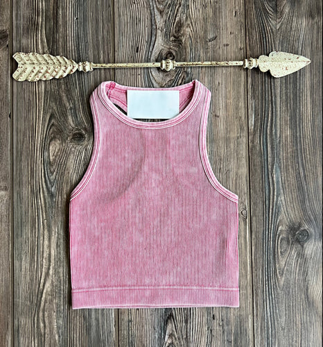 Ribbed Crop Tank {Rose}