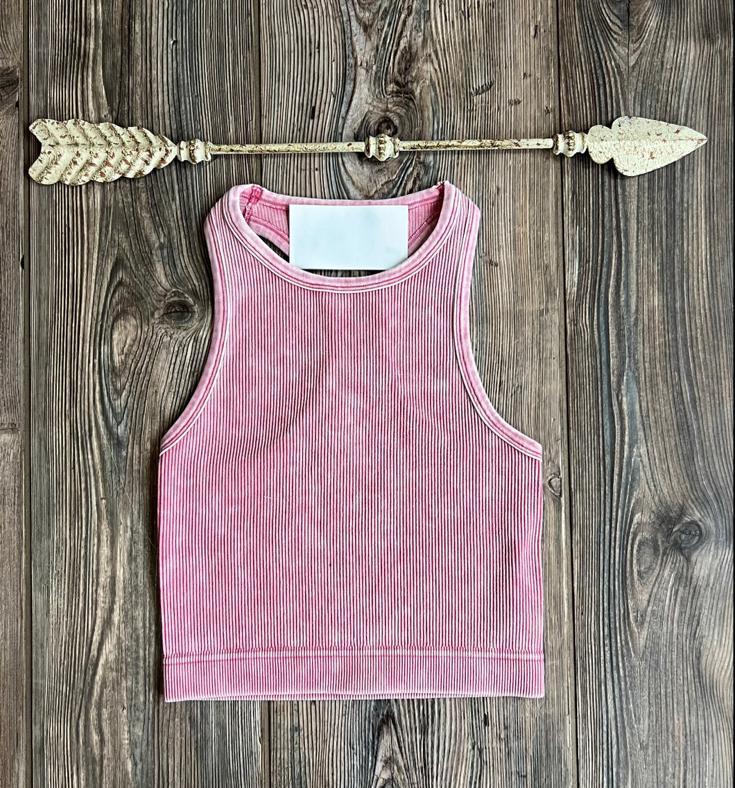 Ribbed Crop Tank {Rose}