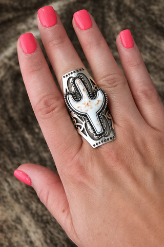 White Cactus Ring