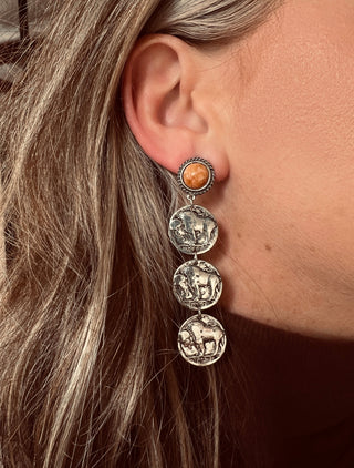 Buffalo Coin Drop Earrings