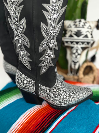 Black Rhinestone Cowboy Boots