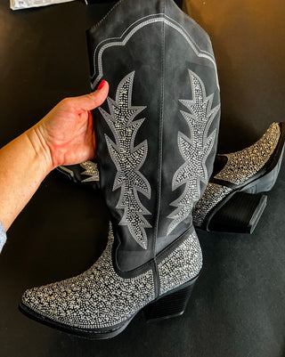 Black Rhinestone Cowboy Boots