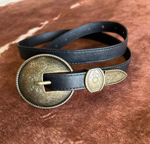 The Oakley Black Western Belt {Gold Buckle}