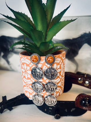 Buffalo Coin Drop Earrings