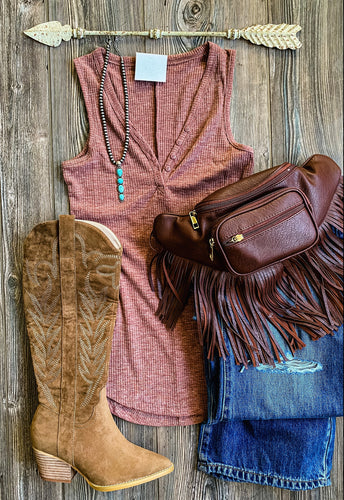 Basic Ribbed Tank {Rust}