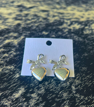 Bow & Heart Drop Earrings