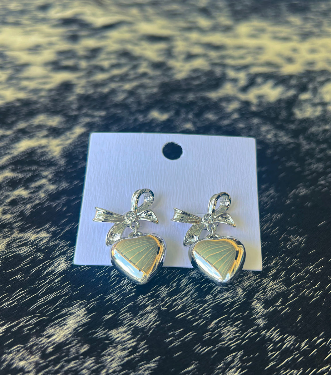 Bow & Heart Drop Earrings