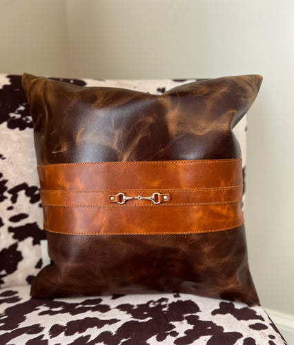 Snaffle Bit Leather Pillow Cover