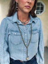 Pearland Denim Pearl Snap Top