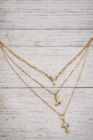 Western Layered Charm Necklace