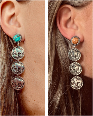 Buffalo Coin Drop Earrings