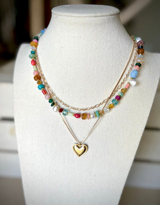 Layered Beaded Heart Necklace