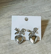 Bow & Heart Drop Earrings