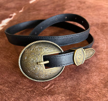 The Oakley Black Western Belt {Gold Buckle}