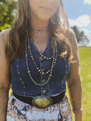 Pecos Queen Denim Concho Vest