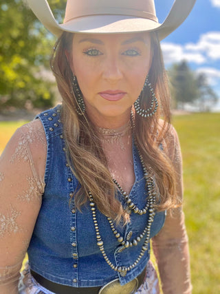 Pecos Queen Denim Concho Vest