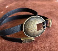 The Oakley Black Western Belt {Gold Buckle}