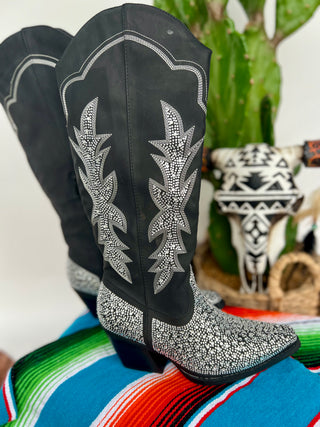 Black Rhinestone Cowboy Boots