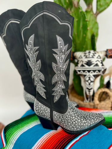 Black Rhinestone Cowboy Boots