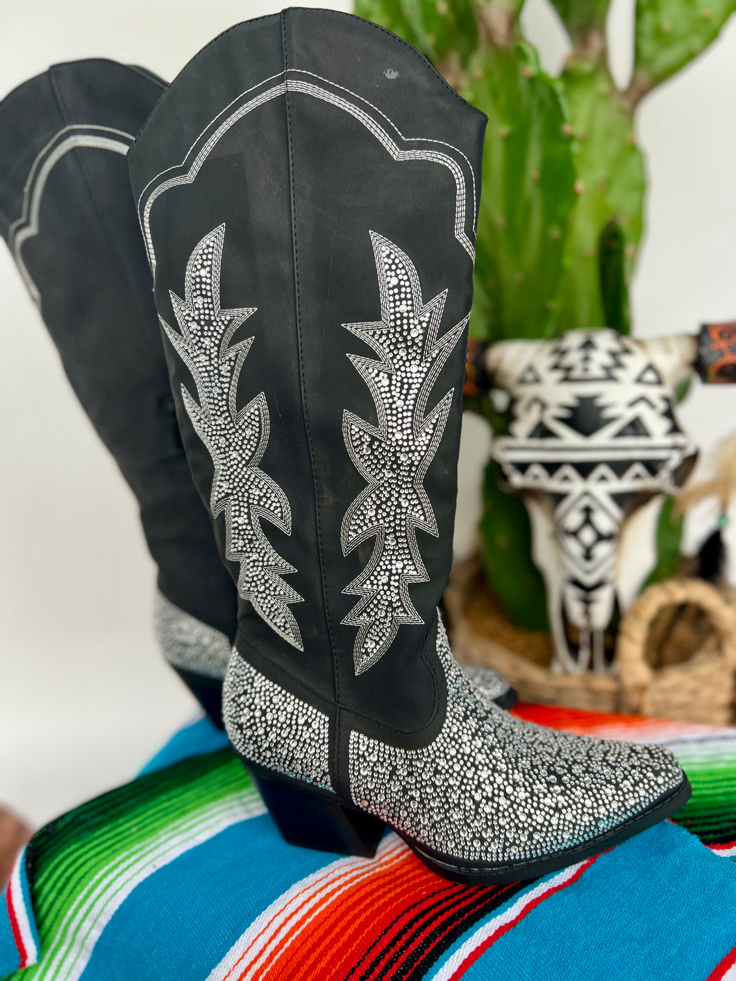 Black Rhinestone Cowboy Boots