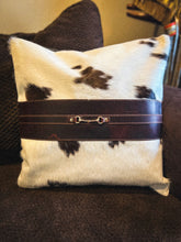 Snaffle Bit Cowhide Leather Pillow Cover #4