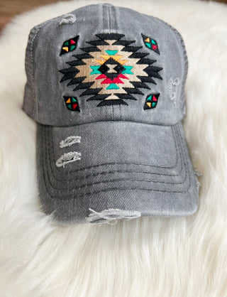 Aztec Print Hat {Grey}