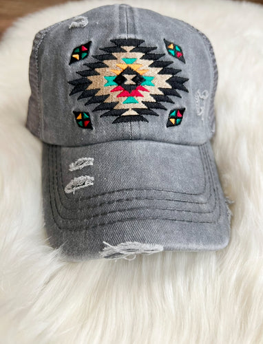 Aztec Print Hat {Grey}