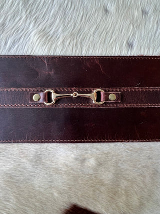 Snaffle Bit Cowhide Leather Pillow Cover #1