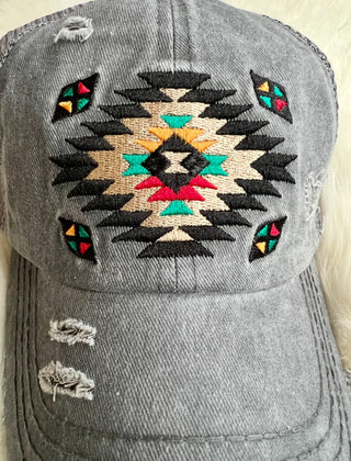 Aztec Print Hat {Grey}