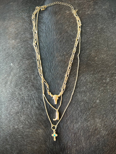 Western Layered Charm Necklace