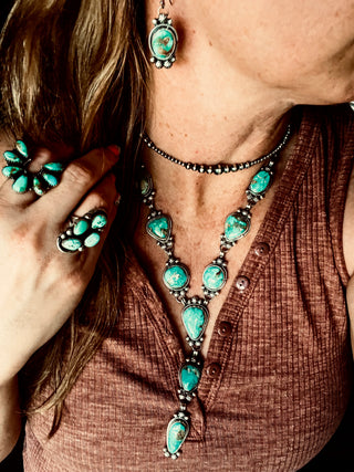The Fox Stone Lariat Necklace Set by Sheila Tso