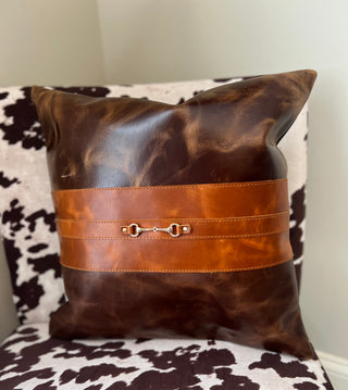 Snaffle Bit Leather Pillow Cover