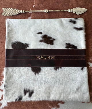 Snaffle Bit Cowhide Leather Pillow Cover #4