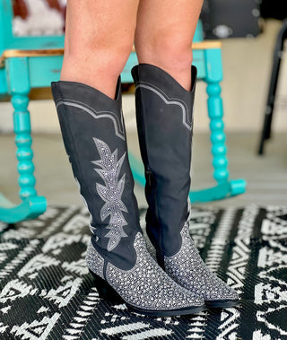 Black Rhinestone Cowboy Boots