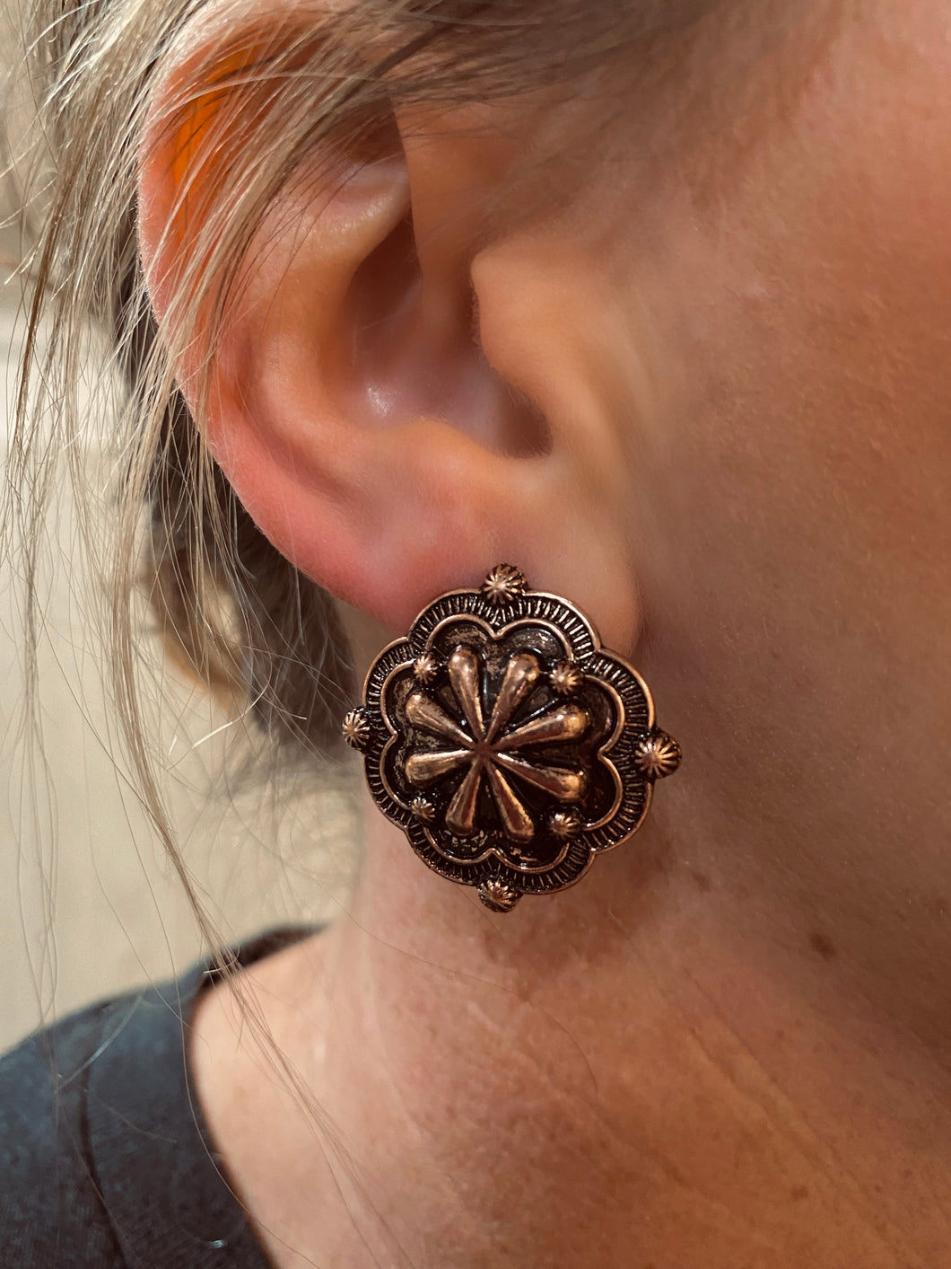 Greeley Large Concho Earrings {Bronze}