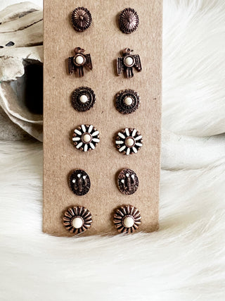 Dainty Southwest 6 Pair Earring Set {Bronze}