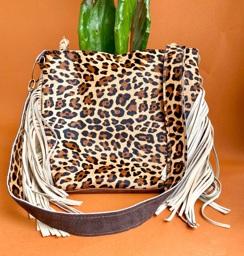 Leopard Fringe Handbag