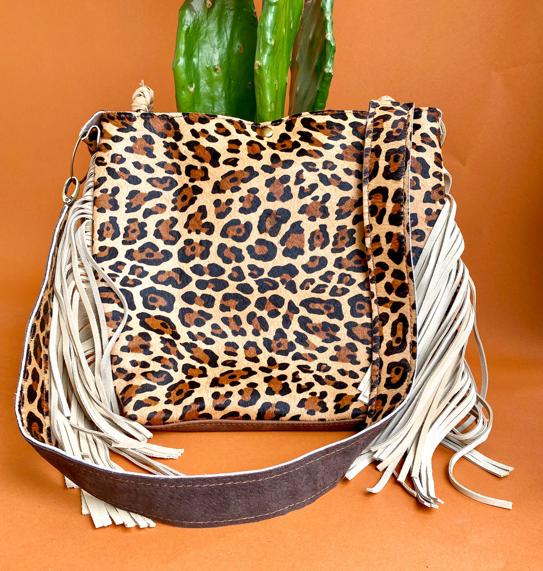 Leopard Fringe Handbag