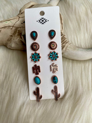 The Leona 6 Pair Earring Set {Bronze}