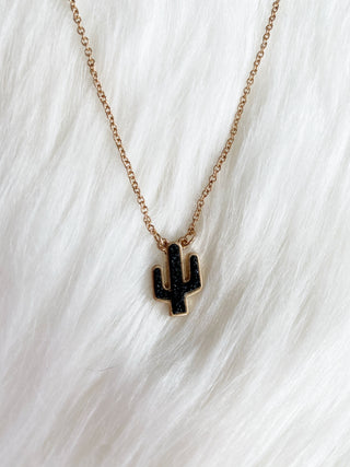 Dainty Black Cactus Necklace